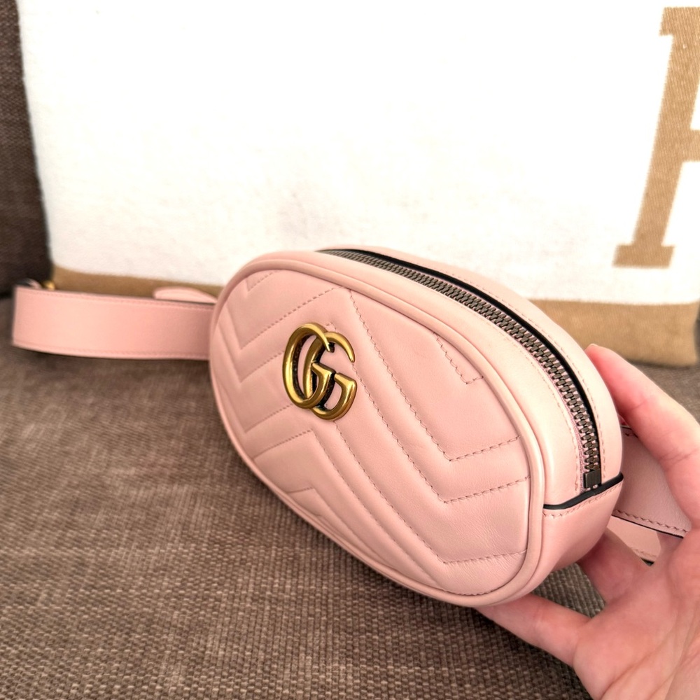 Authentic Gucci GG Marmont Matelassé Leather Belt Bag Waist bag light pink - Picture 5 of 16